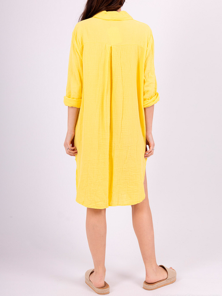 robe chemise samara jaune de dos